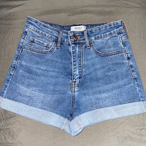 High waisted denim shorts